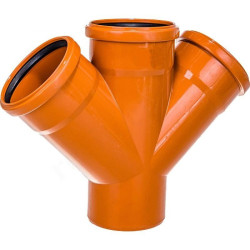 Крестовина 45° 110-110-110-110, Valfex, раструб-труба, оранжевый