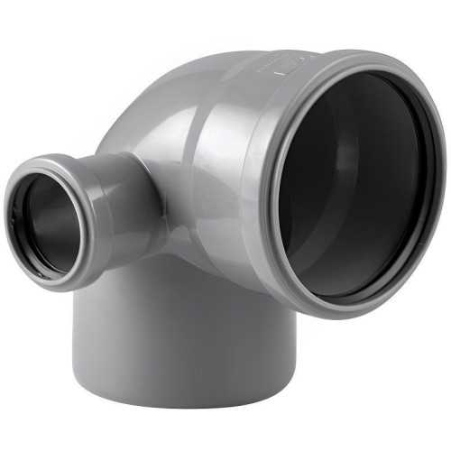 Отвод 87° 110-50-110, RTP, раструб-труба, серый, левая