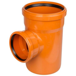 Тройник 87° 160-110-160, Хемкор, раструб-труба, оранжевый