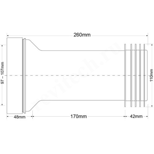 Отвод для унитаза 90-110, McAlpine, раструб-труба, белый