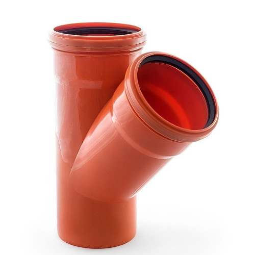 Тройник 45° 110-110-110, RTP, раструб-труба, оранжевый