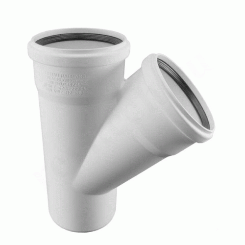 Тройник 45° 110-110-110, Rehau RAUPIANO Plus, раструб-труба, белый