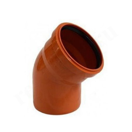 Отвод 45° 110-110, Sinikon НПВХ, раструб-труба, оранжевый