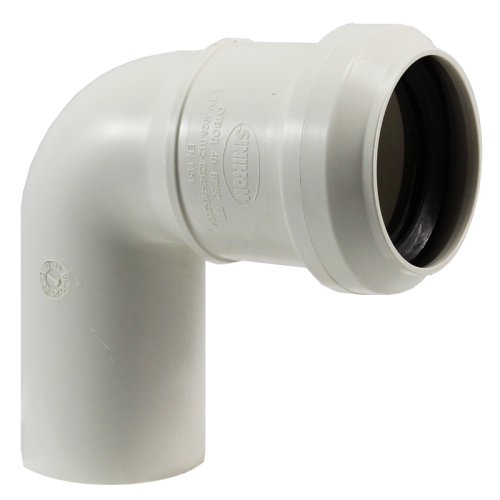 Отвод 87° 40-40, Sinikon COMFORT, раструб-труба, белый