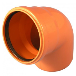 Отвод 87° 110-110, Хемкор, раструб-труба, оранжевый