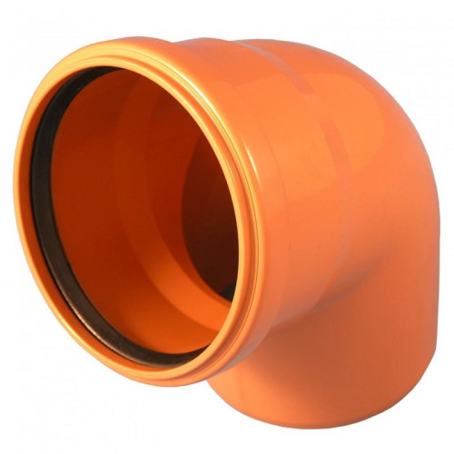 Отвод 87° 110-110, Хемкор, раструб-труба, оранжевый