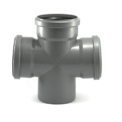 Крестовина 87° 110-110-110-110, Sinikon Стандарт, раструб-труба, серый, одноплоскостная