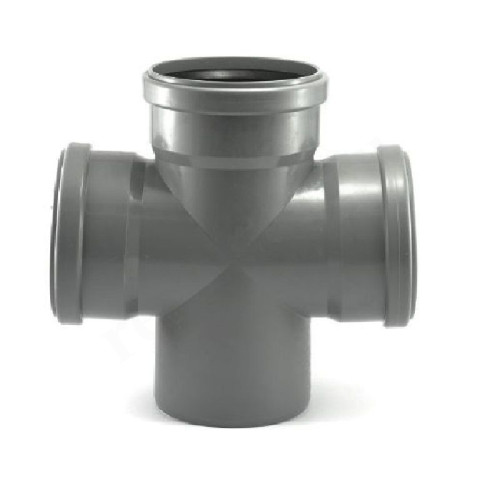 Крестовина 87° 110-110-110-110, Sinikon Стандарт, раструб-труба, серый, одноплоскостная