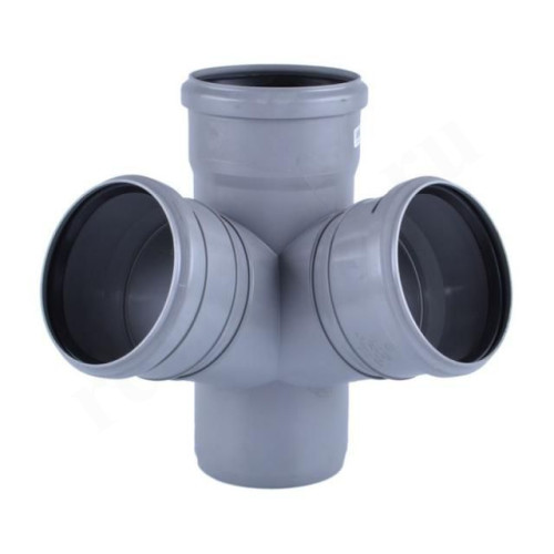 Крестовина 67° 110-110-110-110, Sinikon Стандарт, раструб-труба, серый, двухплоскостная