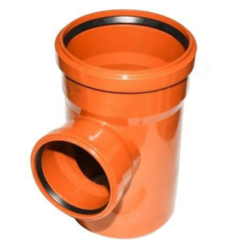 Тройник 87 200-110-200, Sinikon НПВХ, раструб-труба, оранжевый