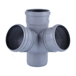 Крестовина 67° 110-110-110-110, Sinikon Стандарт, раструб-труба, серый, двухплоскостная