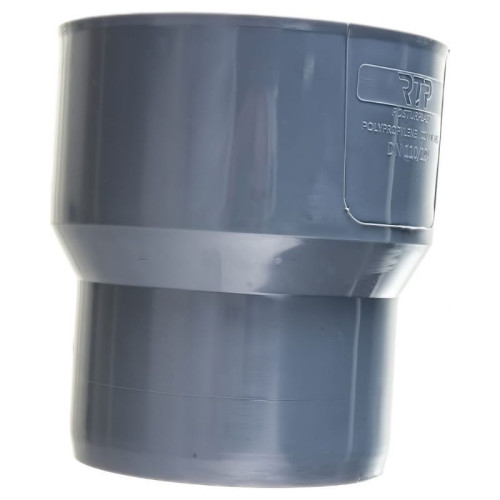 Переходник 124-110, RTP, раструб-труба, серый, с чугуна на пластик