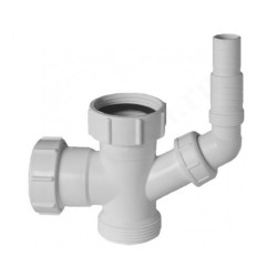 Тройник 40-1 1/2", McAlpine, обжим-резьба, белый