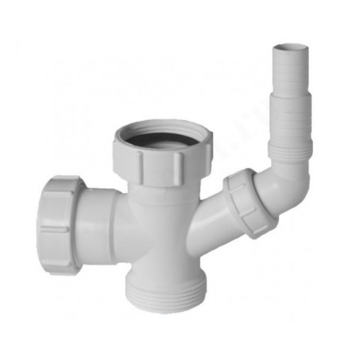 Тройник 40-1 1/2", McAlpine, обжим-резьба, белый