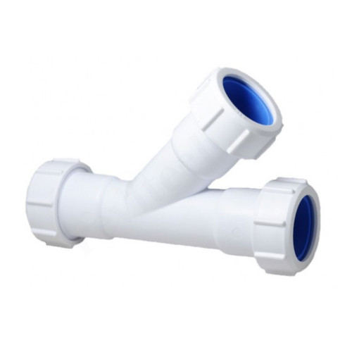 Тройник 45° 32-32-32, McAlpine, обжим-обжим, белый