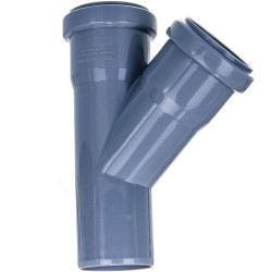 Тройник 45° 50-50-50, RTP, раструб-труба, серый