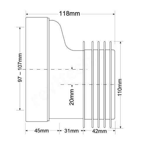 Отвод для унитаза 90-110, McAlpine, раструб-труба, белый
