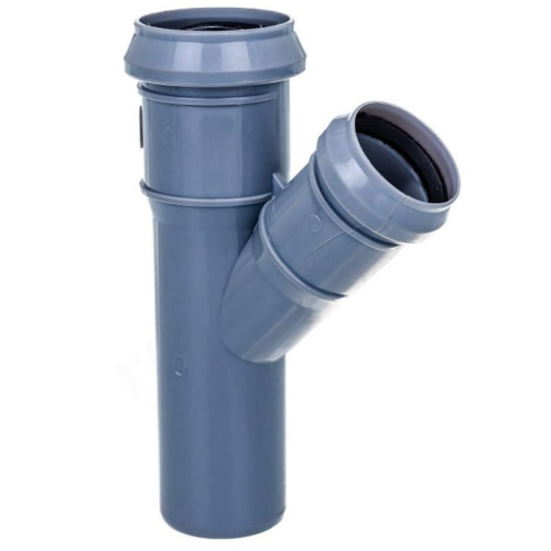 Тройник 45° 50-32-50, RTP, раструб-труба, серый