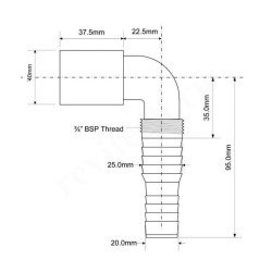 Отвод 90° 40-20, McAlpine, труба-штуцер, белый