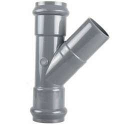 Тройник 45° 110-110-110, Хемкор SDR 26, раструб-труба, серый