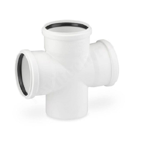 Крестовина 87° 110-110-110, Rehau RAUPIANO Plus, раструб-труба, белый, одноплоскостная