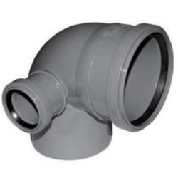 Отвод 87 110-50, Sinikon Стандарт, раструб-труба, серый, с левым патрубком