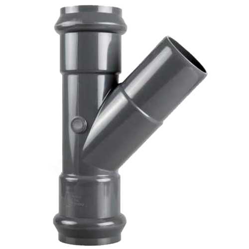 Тройник 45° 160-160-160, Хемкор SDR 26, раструб-труба, серый