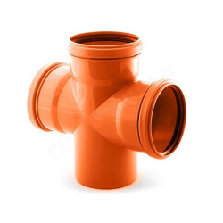 Крестовина 87° 110-110-110, Valfex, раструб-труба, оранжевый, нар.канализ
