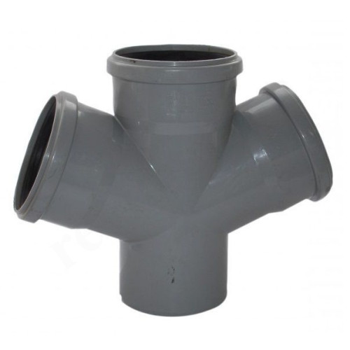 Крестовина 67 110-110-110-110, Sinikon Стандарт, раструб-труба, серый