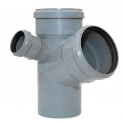 Крестовина 67 110-50-110, Sinikon Стандарт, раструб-труба, серый