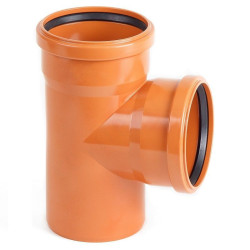 Тройник 87° 110-110-110, Хемкор, раструб-труба, оранжевый