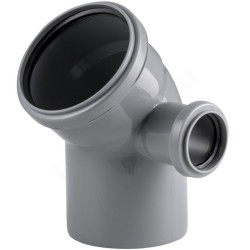 Отвод 45° 110-50-110, RTP, раструб-труба, серый, правая