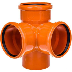 Крестовина 87° 110-110-110-110, RTP, раструб-труба, оранжевый