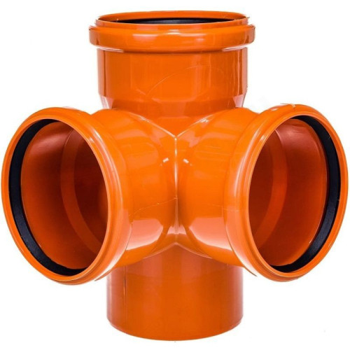 Крестовина 87° 110-110-110-110, RTP, раструб-труба, оранжевый