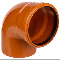 Отвод 87° 110-110, Sinikon НПВХ, раструб-труба, оранжевый