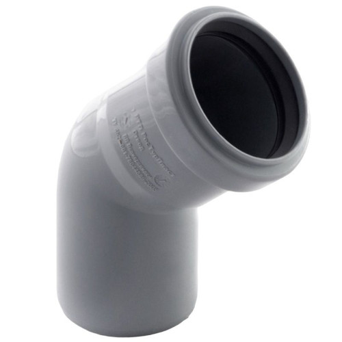 Отвод 45° 40-40, RTP, раструб-труба, серый