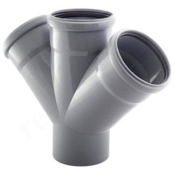 Крестовина 45° 110-110-110-110, Sinikon Стандарт, раструб-труба, серый, одноплоскостная