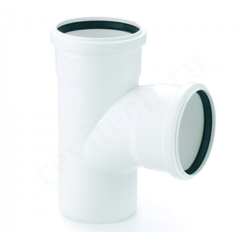 Тройник 87° 50-50-50, Rehau RAUPIANO Plus, раструб-труба, белый