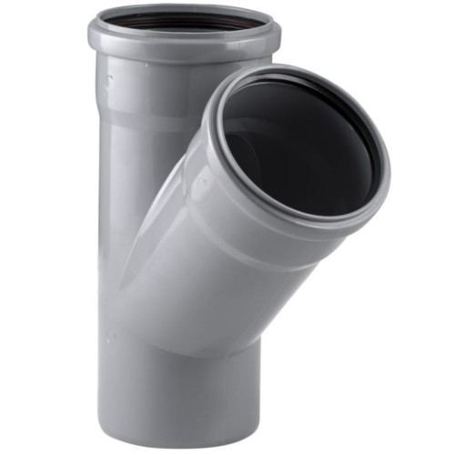 Тройник 45° 110-110-110, RTP, раструб-труба, серый