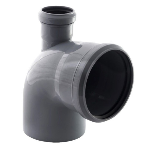 Отвод 87° 110-50-110, RTP, раструб-труба, серый, вверх