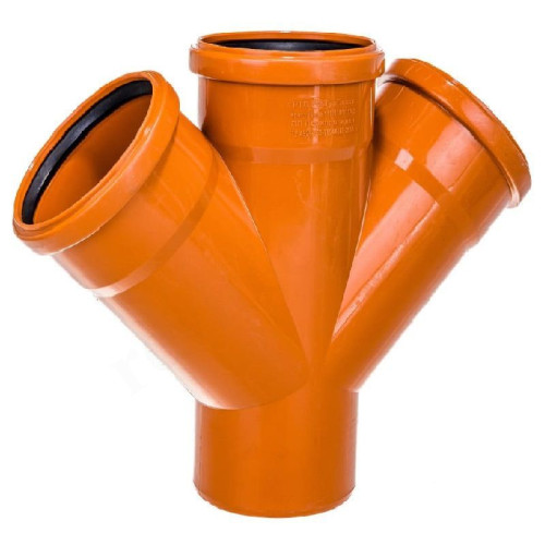 Крестовина 45° 110-110-110-110, RTP, раструб-труба, оранжевый