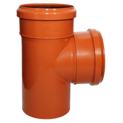 Тройник 87° 110-110-110, Sinikon НПВХ, раструб-труба, оранжевый