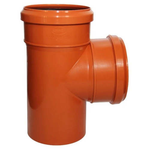 Тройник 87° 110-110-110, Sinikon НПВХ, раструб-труба, оранжевый