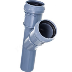 Тройник 45° 32-32-32, RTP, раструб-труба, серый