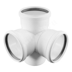 Крестовина 87° 110-110-110-110, Sinikon COMFORT PLUS, раструб-труба, белый, двухплоскостная