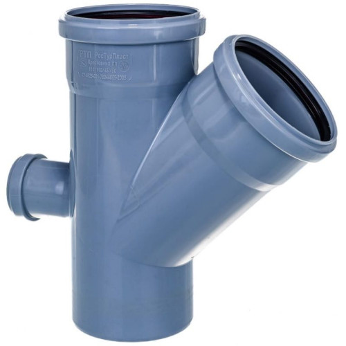 Крестовина 45° 110-110-50-110, RTP, раструб-труба, серый, тыл