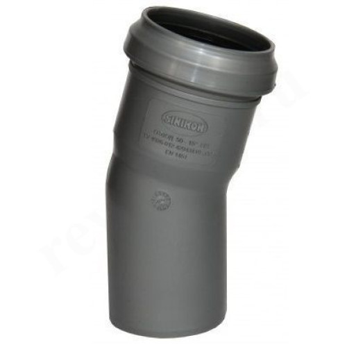 Отвод 15° 50-50, Sinikon Стандарт, раструб-труба, серый