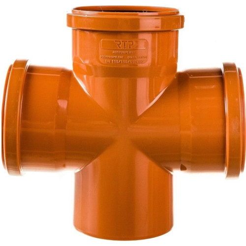 Крестовина 87° 110-110-110-110, RTP, раструб-труба, оранжевый