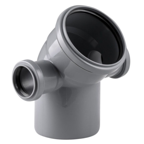 Отвод 45° 110-50-50-110, RTP, раструб-труба, серый, правая/левая