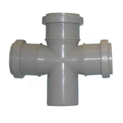 Крестовина 87° 50-50-50-50, Sinikon Стандарт, раструб-труба, серый, одноплоскостная